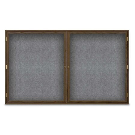 United Visual Products Sliding Door Indoor Enclosed Corkboard, 7 UV9028ACSH-WHITE-BLACK